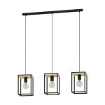 Eglo Luce Pendente Libertad Acciaio Legna Nero Marrone | IP20 - Adatto per 3x E27 